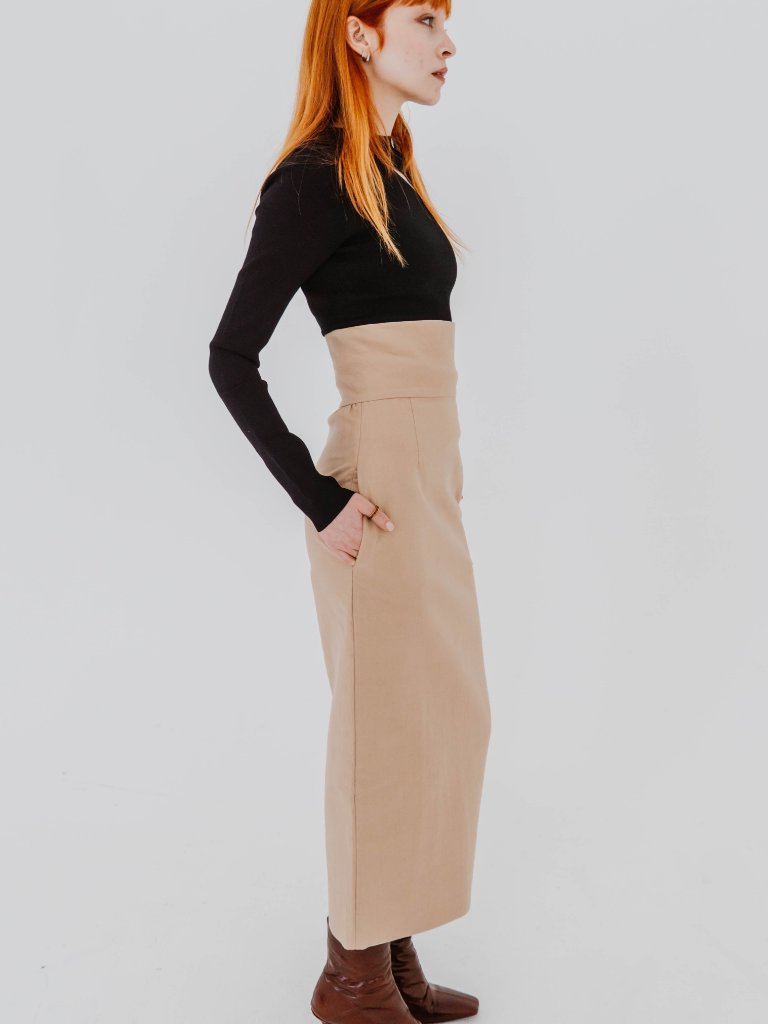 Nwt Calcaterra Tubino Column Skirt In Biscuit Beige